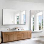 BONEWEI Silver Bathroom Mirror,60x36 inch Wall Mirror for Bathroom Wall Mounted,Large Rectangle Mirror for Bathroom Over Sink,Modern Metal Frame for Living Room,Bedroom Entryway,Horizontal/Vertical