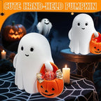 Halloween Ghost Decor, Cute Pumpkin Ghost Figurine for Halloween Decoration Indoor, Resin Ghost Statue for Desk Tabletop Centerpieces, Spooky Home Decor