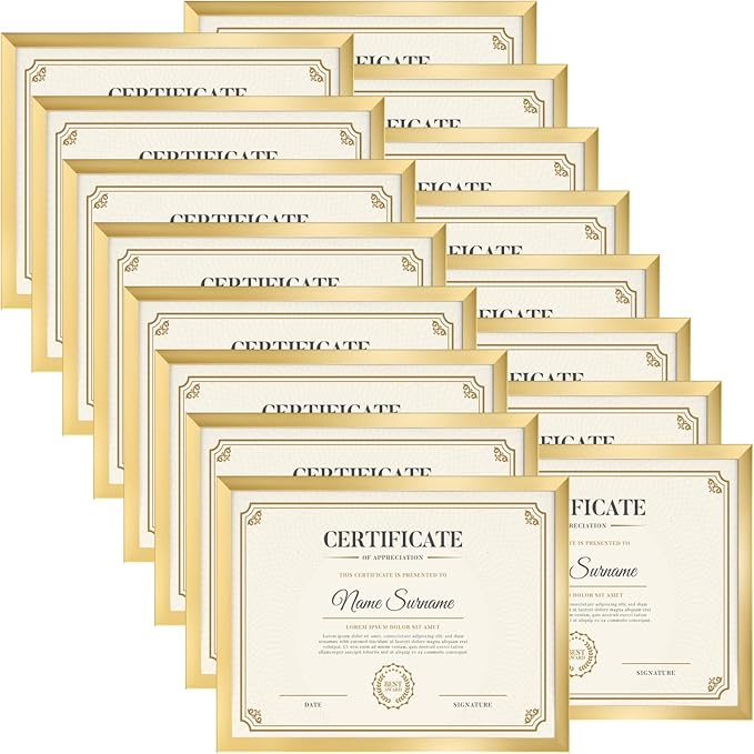 8.5x11 Gold Picture Frames Set of 16 for Displaying 8.5 x 11 Photos, Multi 8.5x11 Frames Collage for Wall or Tabletop, Horizontal or Vertical Display