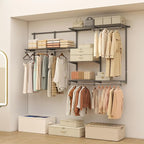 Giantex Closet Organizer System, 4-8 FT Wall-Mounted Closet Shelves and Rod, Adjustable Closet Organization w/ Hanging Rod, DIY Expandable Modular Metal Wire Shelving for Laundry Bedroom (Grey)