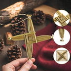 Bucherry St. Brigid's Wall Cross Decor Irish Gift Cross with History Card for Irish Blessing Gift for Celtic Imbolc Decor(Classic Style,5 in,Green)