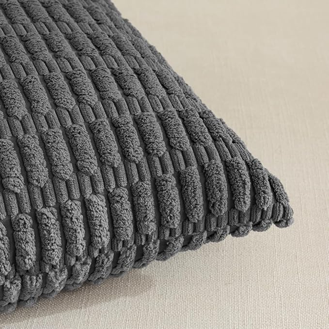Fancy Homi 4 Packs Decorative Throw Pillow Covers for Living Room Couch Bed, Modern Farmhouse Boho Home Décor Accent Cushion Case, 24" x 24", Dark Gray