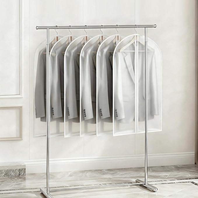 12 Pack Garment Bags 60 * 100cm, 40in PEVA Translucent Garment Covers, Suit Storage Bags, Dress Organizer Bags Used To Protect Shirts, Winter Coats, Jackets（White Edge）