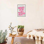 Drimiler Retro Newspaper Pink Font Poster What If It All Works Out Canvas Wall Art Positive Affirming Quote Minimalist Prints Painting For Home Bedroom Dorm Wall Decor 24x36in Framed