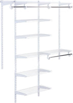 Rubbermaid Configurations Deluxe Custom Closet Kit 3-6 Ft. Adjustable Metal Wire Shelving White Finish Expandable Organization System Hardware Included for Home Closet/Pantry/Laundry/Mudroom