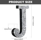Qunclay 12'' Silver Crystal Diamond Bling Letters Crushed Diamond Decoration Wooden Glitter Letter with Screw and Hooks Rhinestone Gift for Wedding Y2k Mcbling Bedroom Wall Decor (Letter J)