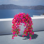 Fake Artificial Hanging Flowers for Outdoor, 2 PCS Silk Morning Glory Faux Flowers with Eucalyptus Leaves,Realistic Hanging Plants for Wedding Home Office Garden Decor