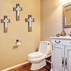 Yalikop 3 Pieces Wooden Cross Wall Decor Christians Cross Sign Faith Love Blessed Wooden Decoration Rustic Vintage Wall Art Religious Hanging Sign Inspirational Farmhouse Home Hanging Decor