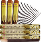 French Vanilla Incense Sticks and Cinnamon Incense Sticks with Incense Holder Bundle for Home Fragrance and Spiritual Décor