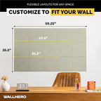 WALLHERO Corkboards for Wall, 59"x36" | 15 Pack | Cork Board Squares, Pin Up Board, Office Board for Wall, Big Bulletin Board, Cork Roll with Adhesive Backing (Sage Green)