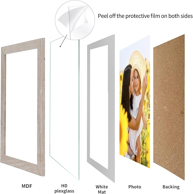 Lyeasw 5x7 Picture Frame 15 Pack, Display Pictures 4x6 with Mat or 5x7 without Mat, Beige Bulk Photo Frames for Wall or Tabletop