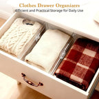6 Pack Drawer Dividers for Clothes, 4" High 10.6"-16.9" Adjustable Drawer Dividers Expandable Dresser Drawer Organizer, Clear Drawer Separators for Clothes, Underwear, Cosmetic, Kitchen Utensils