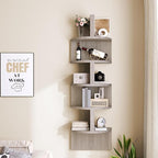 HOOBRO Corner Shelf Wall-Mounted, Set of 2 Floating Corner Shelves for Wall, 5-Tier Corner Bookshelves for Living Room, Bedroom, Bathroom, Home Office, Greige BG26BJP201