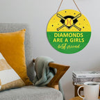 HSNBT Softball Decor for Girls Bedroom, Softball Sign Decor for Home Front Door Bedroom Porch Sport Wall Hanging Signs Decorations Gift for Softball Player Girl, Diamonds Are a Girls Best Friend
