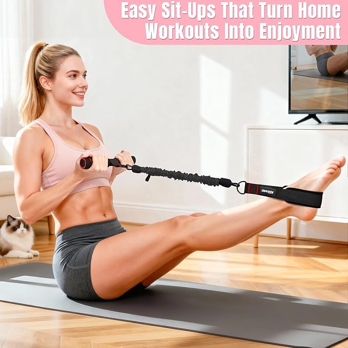 Upgraded Multifunction Pedal Resistance Band with Handle, 3 Tube Adjustable Resistance Bands for Abdomen, Waist, Arm, Core/ABS, Leg Workout - Sit Up Exercise Equipment for Women