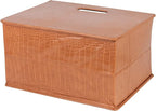 HofferRuffer Magazine Basket Holder, Foldable Magazine Rack, Document File Holder Organizer, File Folder, Newspaper Storage Bin Organizer for Home or Office (Brown Croco)