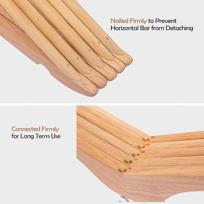 ELONG HOME Solid Wooden Hangers 20 Pack, Wood Suit Hangers with Extra Smooth Finish, Precisely Cut Notches and Chrome Swivel Hook, Clothes Hangers for Shirt Coat Jacket Dress, Natural