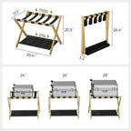 Luggage Rack, Folding Luggage Rack for Guest Room, Bamboo Suitcase Stand Holds up to 131 lb, Luggage Stand with Storage Shelf for Hotel, Bedroom (1 Pack)