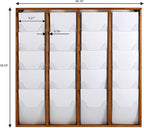 M&T Displays Wal Mount Dark Wood Magazine Brochure Rack Wooden Leaflet Literature Catalog Holder Easy Assembly Durable Clear PET G Pocket 20x(8.5x11) Inch for School Office Hospital Hotel Indoor