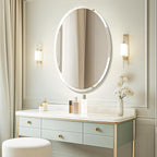 USHOWER Bathroom Mirror for Over Sink, 24x36 Inch Oval Frameless Mirror, Beveled and Polished, Decorative Wall Mirror for Bathroom, Bedroom, Vanity, Entryway, Modern and Elegant