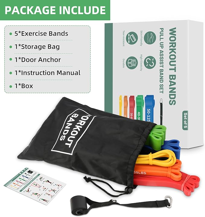 Exercise Bands Resistance Bands for Working Out,Pull Up Bands Set,at Home Workout Equipment,Workout Bands for Men and Women,Stretch Bands for Exercise