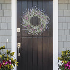 Lavender Wreaths for Front Door Summer Spring Easter Wreaths for Front Door Artificial Farmhouse for Wall Window Party Wedding Porch Room Home Decor(22 Inch)