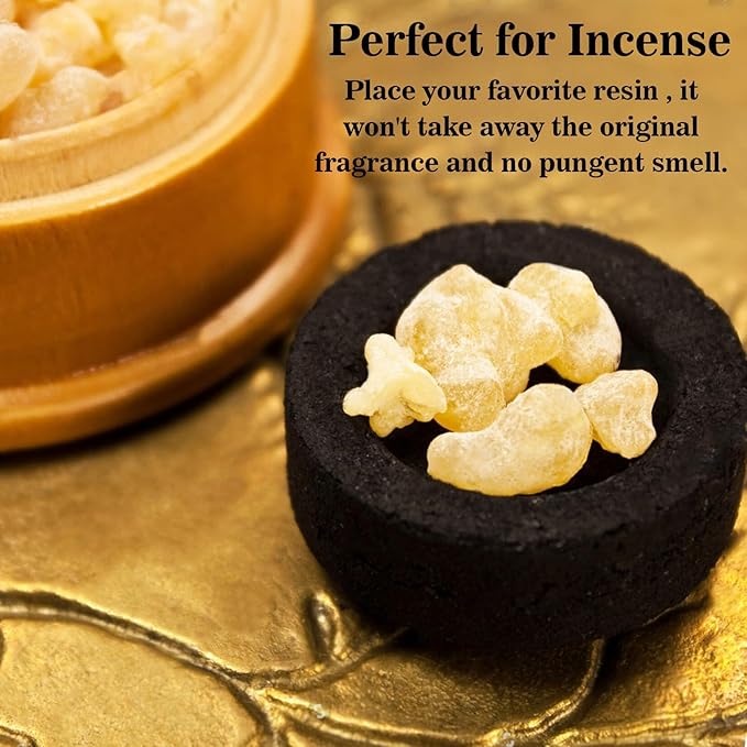 MAQIHAN 100PCS Incense Charcoal Briquettes - Charcoal Tablets Incense Burner Charcoal Burning Discs Resin Burner Grilling Quick Light Natural Charcoal Instant Fire Coals Supplies