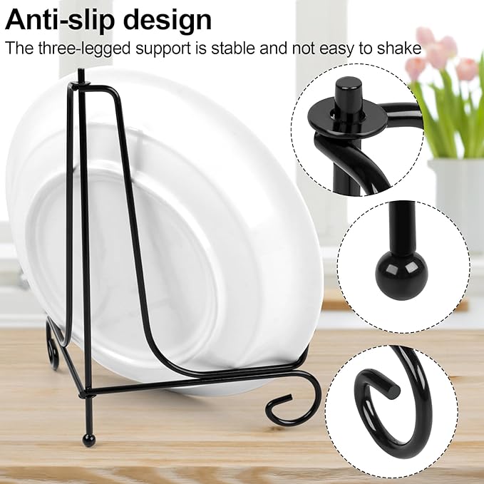 Vivinin 2 Pack Plate Stands - Metal Frame Holder & Artwork Display, 8 Inch Picture Frame Stand for Tabletop Art, Photo & Platter