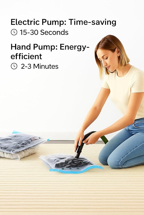 Vacuum Bags for Travel with Pump,8 Pack Vacuum Storage Bags for Bedding and Clothing,Space Saver Bags for Travel and Home(with Hand Pump, Medium 50 * 70)
