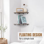 Fun Memories Corner Shelf Wall Mount, Corner Floating Shelves, Set of 4 Corner Wall Shelf Organizer, Rustic Wood Wall Storage Display Shelves for Living Room Bedroom Bathroom Kitchen, Rustic Grey