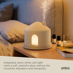 Umbra Casita Diffuser in Sand – Aromatherapy Essential Oil Diffuser with LED Light, Multiple Mist Settings, Automatic Shut-Off, Hidden Storage for Oils, Concrete & Melamine Design for Modern Homes