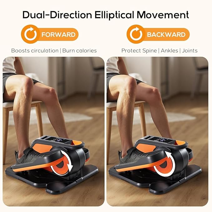 NEWBULIG Under Desk Elliptical Machine, Ellipse Leg Exerciser As Seen On TV with Remote Control, 12 Adjustable Speeds, Forward & Reverse, Mini Ellipse Leg Trainer for Home & Office
