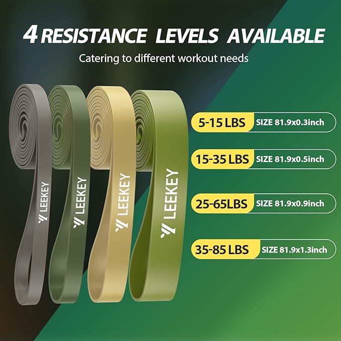 LEEKEY Resistance Bands, Exercise Bands,Pull Up Assist Bands - Bands for Working Out,Band for Men and Women Fitness Training, Physical Therapy,Home Workouts