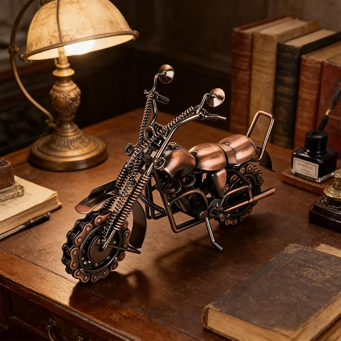 Metal Motorcycle Model - Collectible Moto Decor, Ideal Motorcycle Gifts for Men, Handcrafted Metal Replica for Study/Office/Living Room Decoration