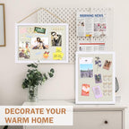 Teling 16 Pack Wood Bulletin Boards with Linen 12''x 16'' Cork Board for Walls with 90 Pushpin Decorative Wood Framed Display for School Office Home Decor (White)