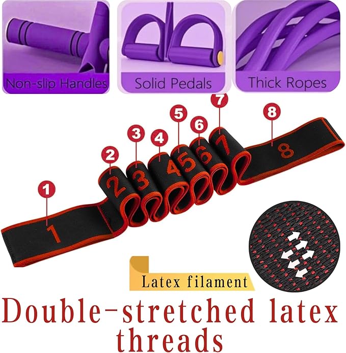 Foot Pedal Puller, Fitness Resistance Band,Multifunction Foot Pull Rope for Full Body Stretching, Numbered Resistance Band, Multifunction Elastic Yoga Stretch Rope, Fashion Puller Exercise
