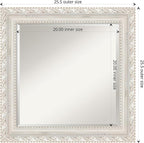 Amanti Art White Wall Mirror 26x26 Opera Off White Square Bathroom Mirror for Wall Decor Living Room, Medium Traditional Wood Frame, Hangs Horizonally and Vertically, Bathroom Decor, Beveled Edge