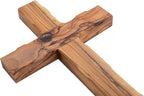 Hand Made Olive Wood Cross (Plain 10 Inch) - Wall Hanging Art Décor Straight Simple Wooden Cross, Flat Solid Cross From Jerusalem Where Jesus Crucified and Rose on the 3rd Day-By Olive Wood Gifts Shop
