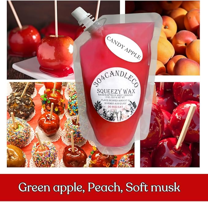 304CandleCo Large Squeeze Soy Wax Melt - 50 SCENTS! - Highly Fragrant & Hand-Crafted - Easy Mix & Match - American Made - Perfect for Wax Warmers (3oz, Candy Apple)