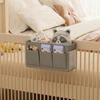 Edudif Dual-purpose Bedside Caddy Bedside Organizer, Bed Caddy with 6 Pockets, Versatile Bedside Storage Solution Magazine Remotes holder, ideal for Home, Dorm, Hospital, Crib Bed