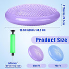 2 Pcs Wiggle Seat Inflated Wobble Cushion Flexible Balance Disc with Air Pump for Core Stability Strengthening Improving Posture Physical Exercise