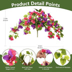 Homsunny Artificial Fake Flowers Plants for Outdoor Decoration, 2 Pcs Faux Silk Flower Bougainvillea Vines Look Real UV Resistant for Home Porch Patio Balcony Yard Spring Decor(Mix Purple)