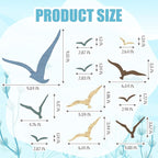 Wesiti 11 Pcs Wooden Seagull Wall Decor Nautical Theme Beach Coastal Art Small Seagull Sea Birds Wall Decor Ocean Adhesive Sculpture Vintage Ornaments for Home Bathroom(Dusty Blue)