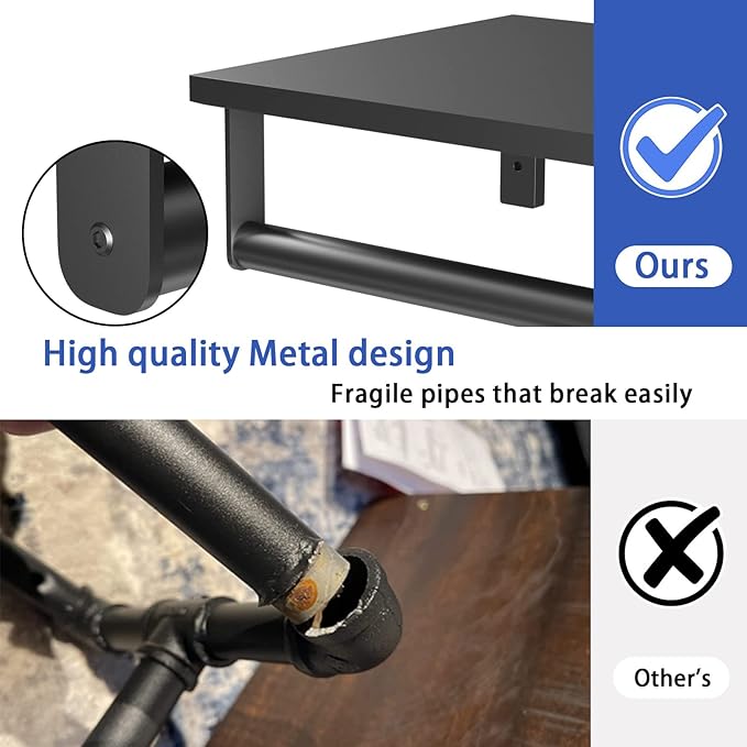 Wall Mounted Clothes Rack with Top Shelf, 41'' Industrial Clothing Rack Heavy Duty, Metal Shelf with Hanging Rod, Garment Rack Laundry Room Shelves, Space Saving