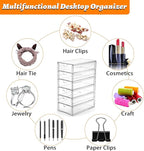 Hipiwe Plastic Drawer Organizer Clear Desktop Drawers Box with 6 Pull Out Drawer Compact Storage Box for Cabinet Vanity Bathroom Bedroom Pantry Shelf Office Closet Organization
