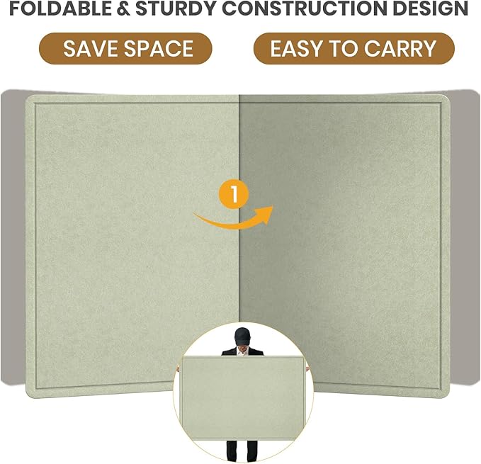 Large Bulletin Board, 72 X 48 inches Cork Board with 30 Pushpin, 6' x 4' Felt Cork Board Notice Pin Board, Self-Adhesive Vision Board Mood Board Foldable Photo Board for Wall - Sage Green