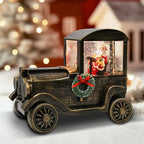 Christmas Snow Globe Lantern Truck Water Glittering Globe with Santa 8 Music Songs Christmas Snow Globes USB & Battery Operated for Christmas Festival Decorations Gifts (Truck-Santa)