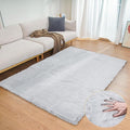 Faux Fuzzy Machine Washable Bunny Fur Area Rugs for Living Room Grey Fluffy Rug for Bedroom Sheepskin Rug 4x6 Rectangle Nursery