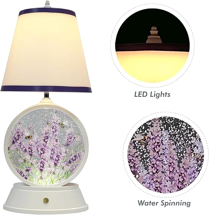 MOMENTS IN TIME Table-top LED Lamp with Glittering Snow Globe Spinning Water Globe with USB Cable, (Battery Operated Optional)