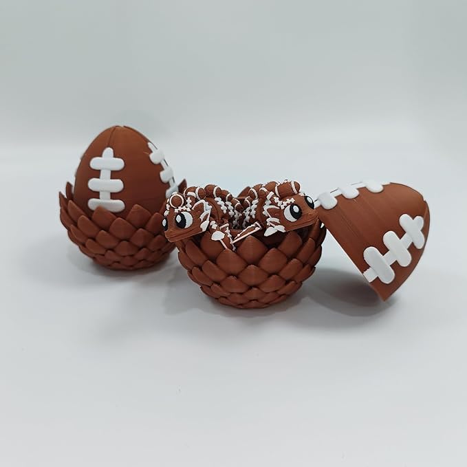 Enchanted 3D Egg with Miniature Inside - Handcrafted Printed Collectible | Fantasy Decor & Gift (Football Dragon & Egg (Box))